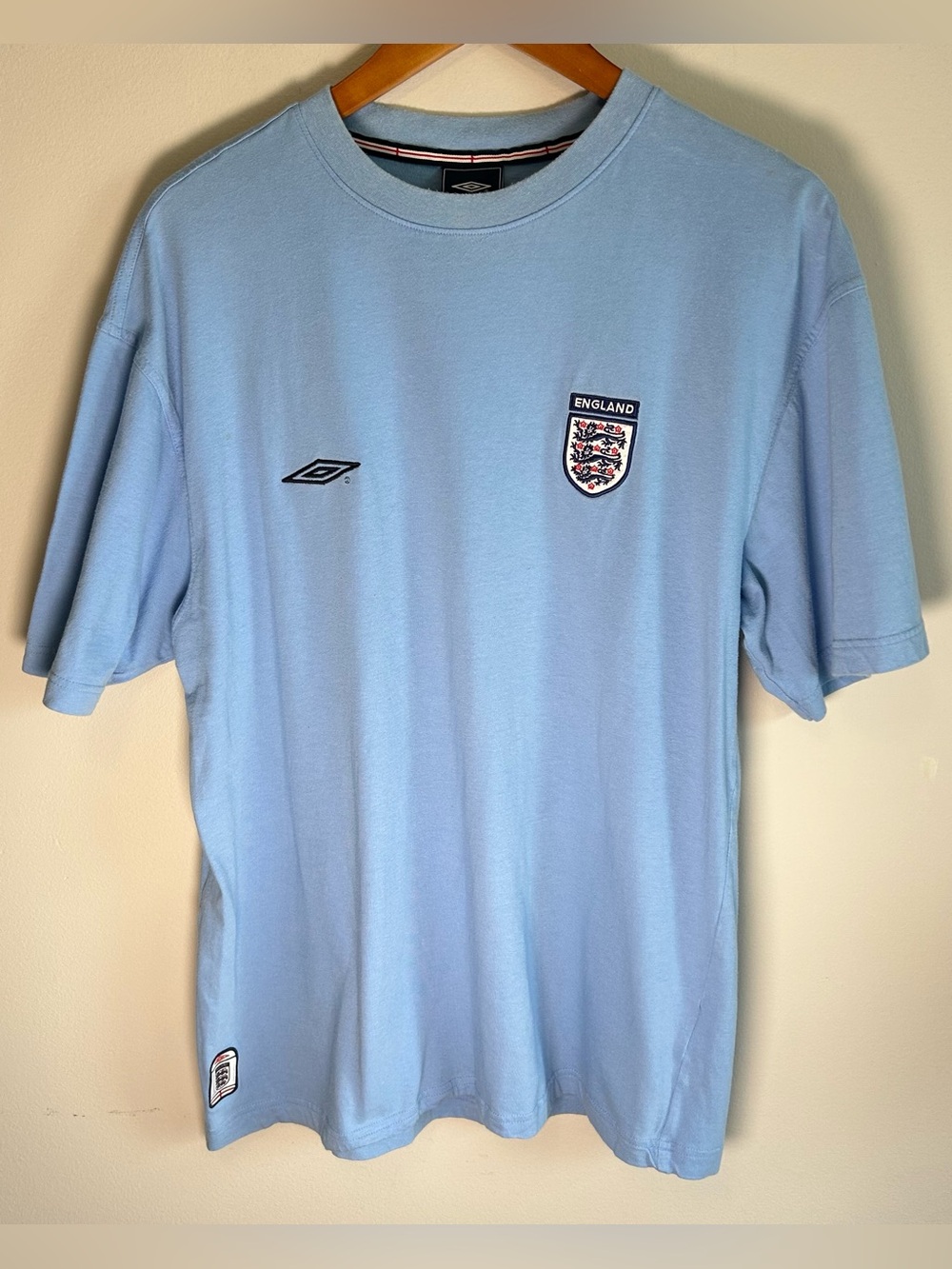 Vintage Umbro England National Team T-shirt Blue Sz XL Soccer Football Official